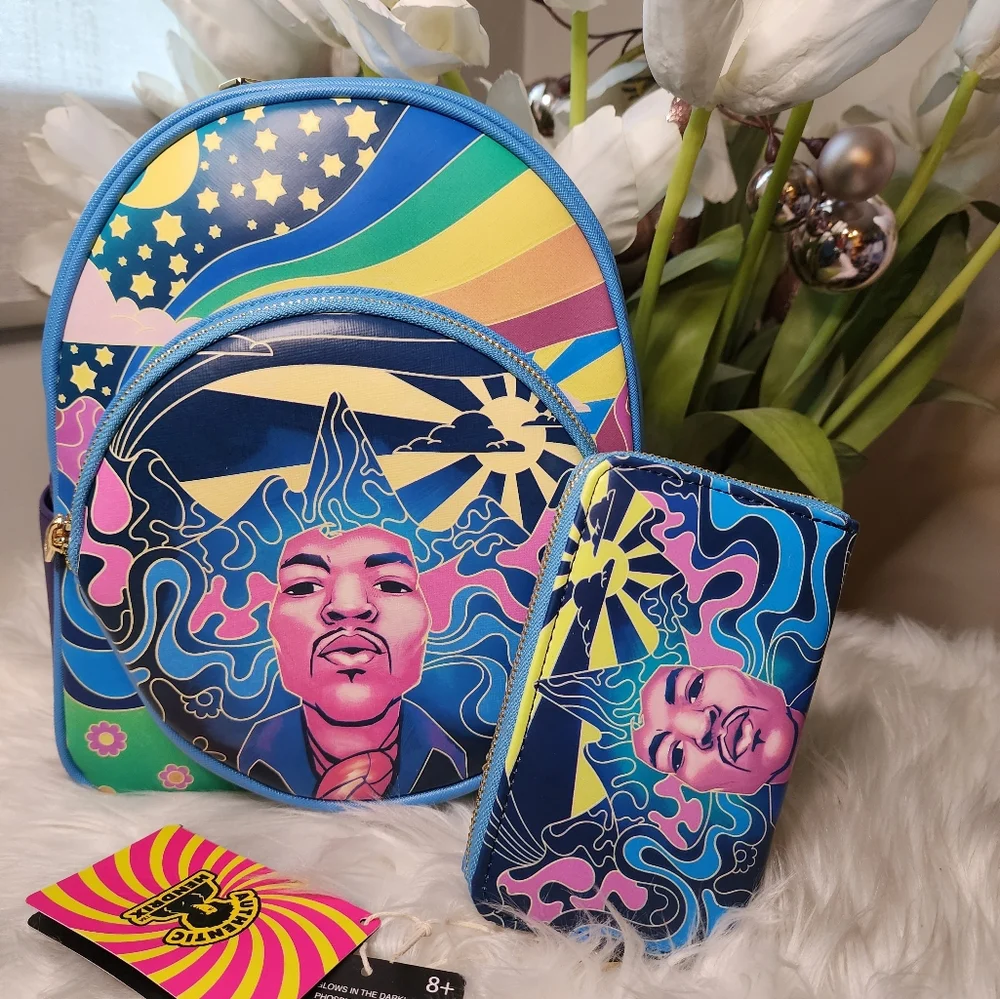 Jimi Hendrix Psychedelic Glow Landscape Wallet&Matching Backpack